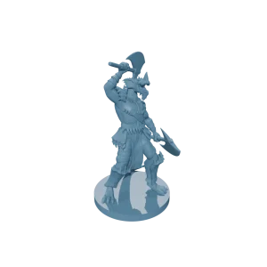 Blue Dragonborn Barbarian Two Axes