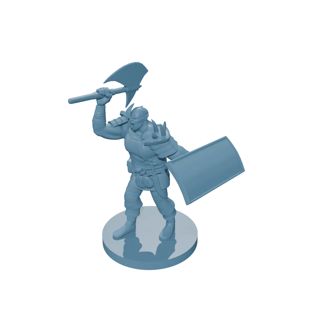 Half Orc Barbarian with BattleAxe and Tower Shield - Image 2